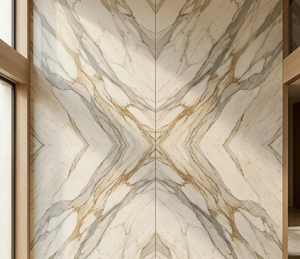 Book-matched marble panels